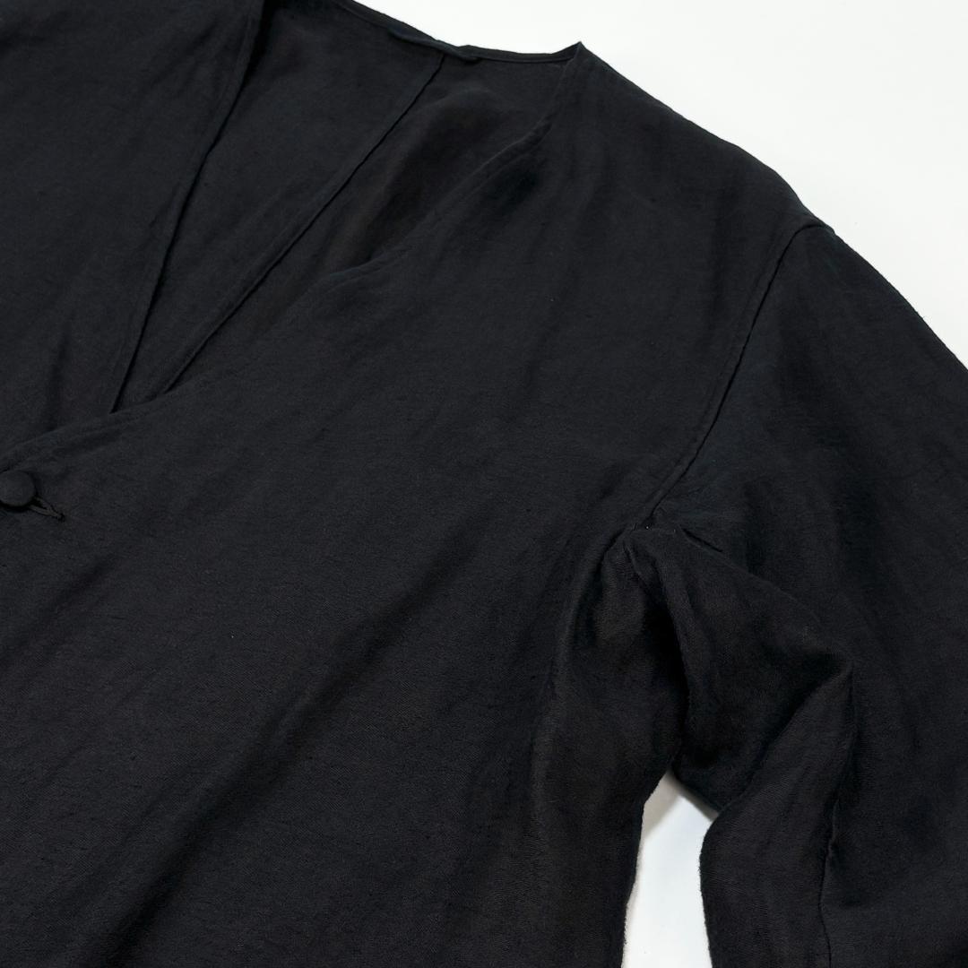 極美品 COMOLI 25SS リネンサテン ノーカラージャケット 3 ブラック