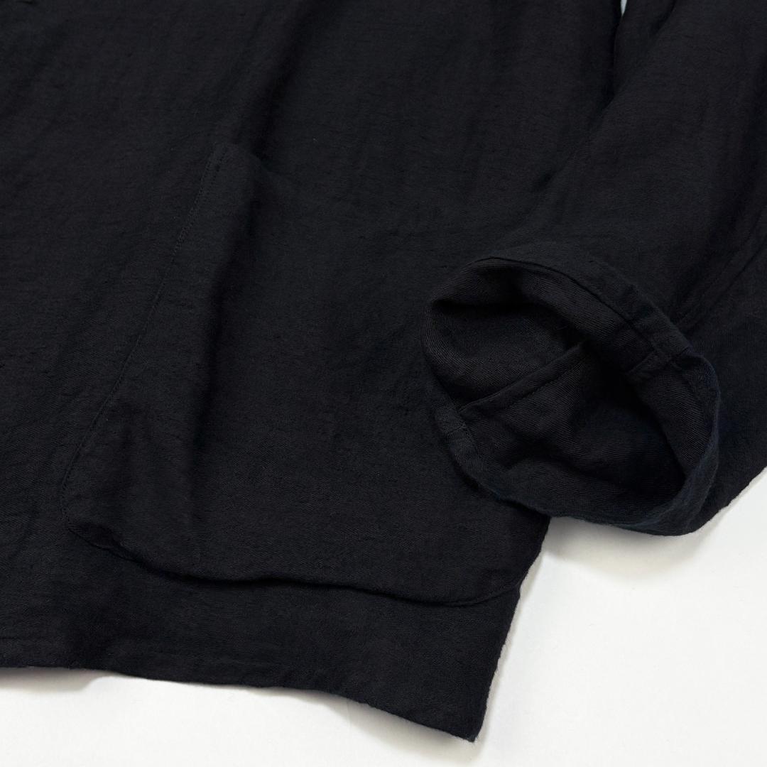 極美品 COMOLI 25SS リネンサテン ノーカラージャケット 3 ブラック