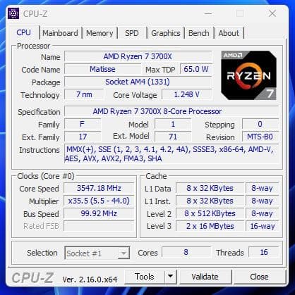 AMD Ryzen 7 3700X CPU 【動作確認済】