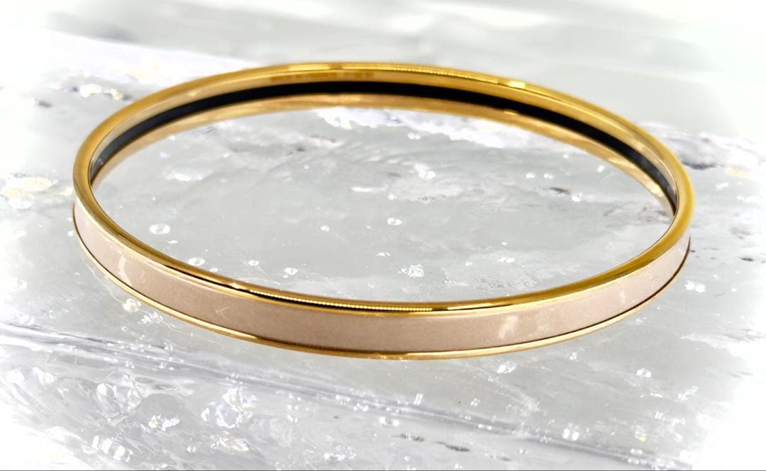 HERMES エルメス バングル UNI ユニ エナメル ブレスレット ベージュ