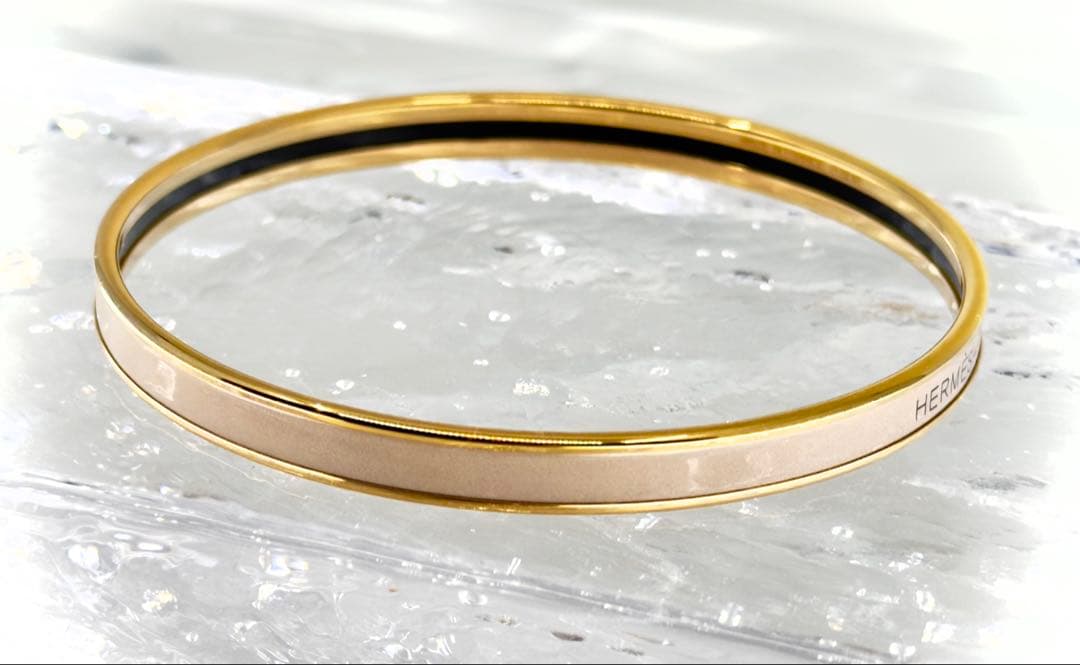 HERMES エルメス バングル UNI ユニ エナメル ブレスレット ベージュ