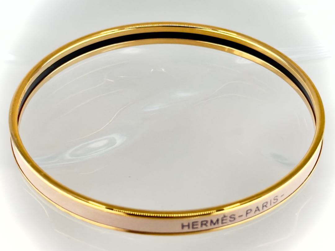 HERMES エルメス バングル UNI ユニ エナメル ブレスレット ベージュ