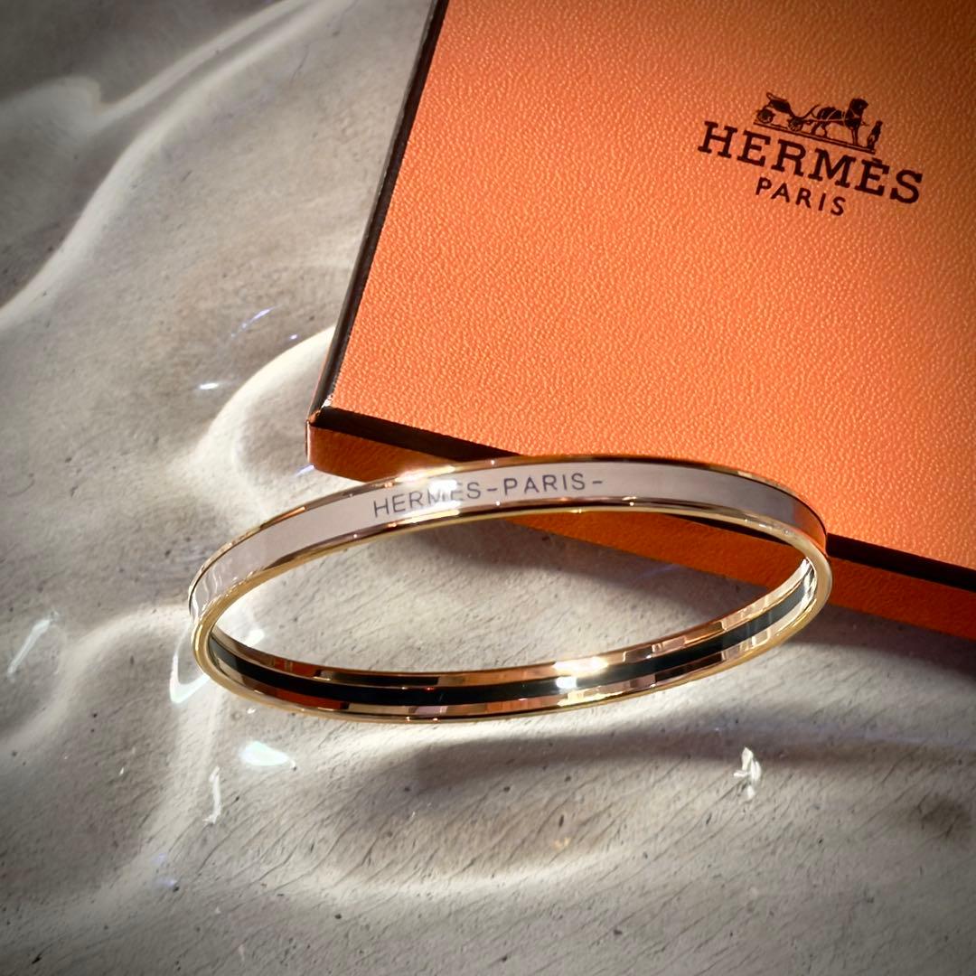 HERMES エルメス バングル UNI ユニ エナメル ブレスレット ベージュ