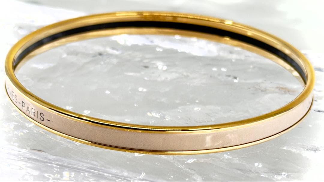 HERMES エルメス バングル UNI ユニ エナメル ブレスレット ベージュ