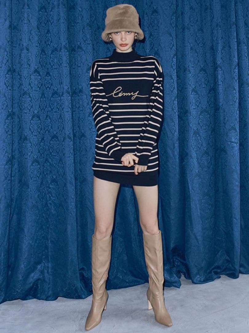 eimy istoire クラシックeimyボーダーオーバーニットミニワンピース