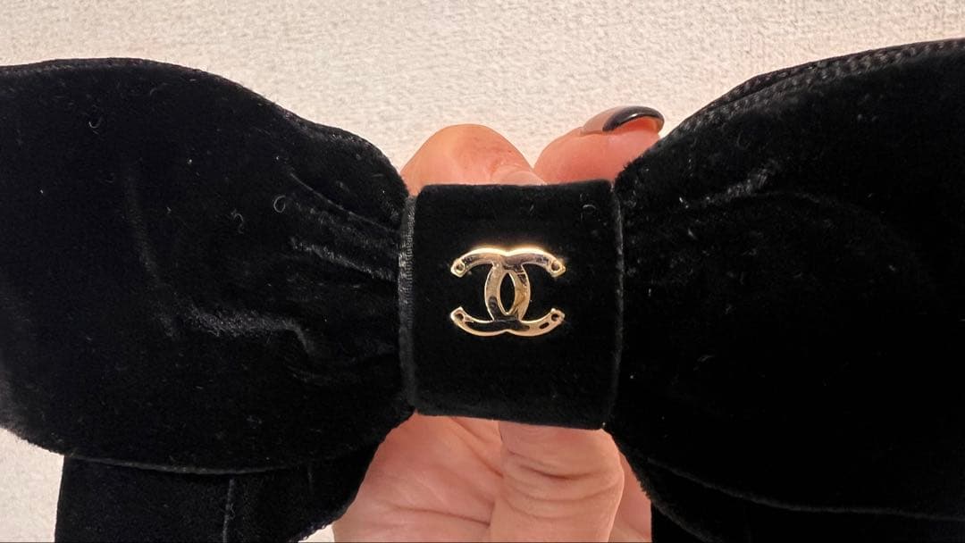 CHANEL ベロアリボンバレッタ