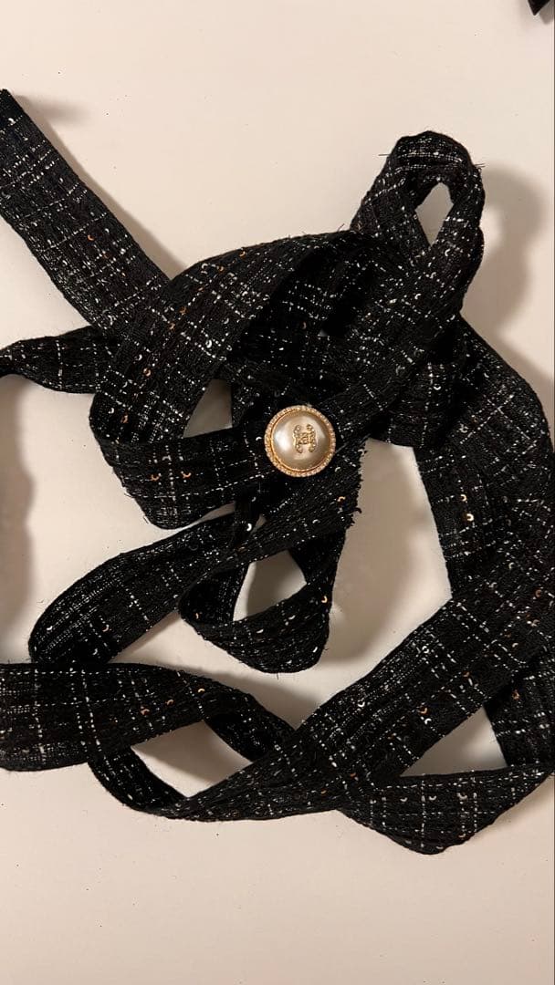 CHANEL ベロアリボンバレッタ