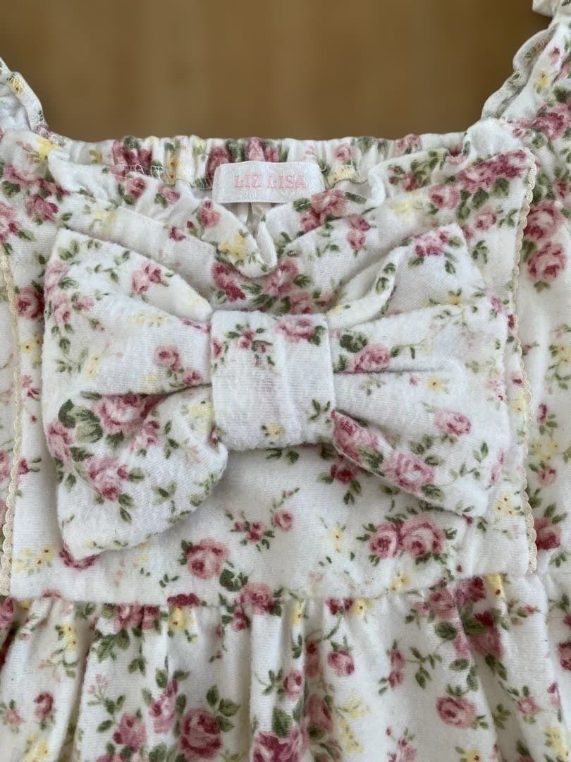 LIZ LISA リボン花柄オフショルワンピース ホワイト