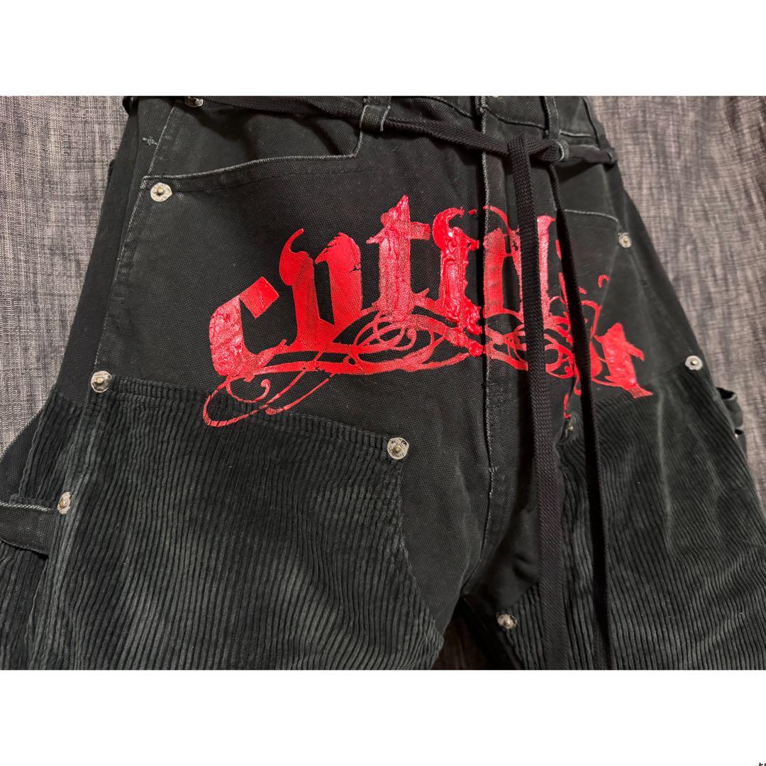 CVTVLIST ペンキペイント　コーデュロイパッチワーク　ブラックデニム　黒