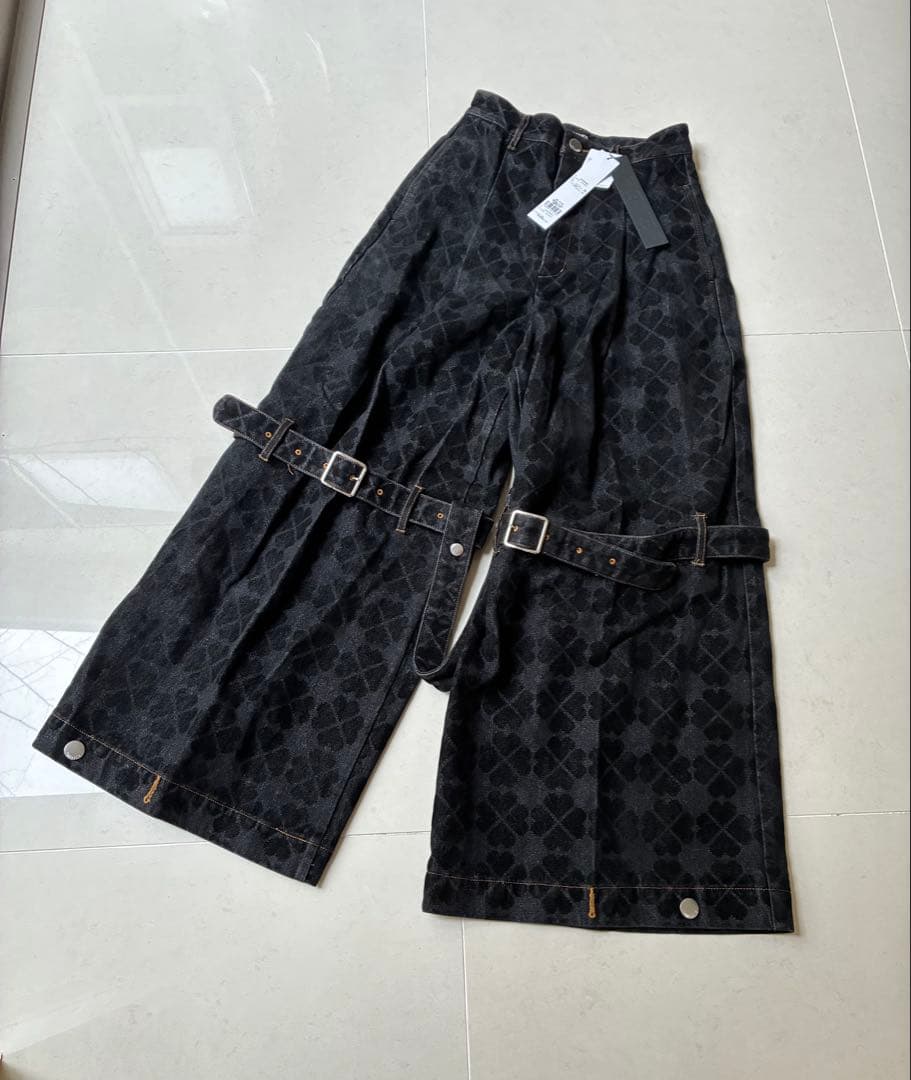 新品タグ付き　PAMEO POSE クローバー柄　パンツ　デニム　y2k