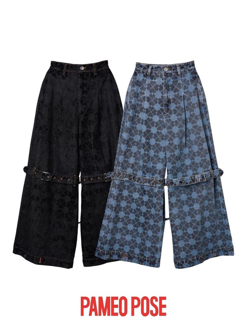 新品タグ付き　PAMEO POSE クローバー柄　パンツ　デニム　y2k