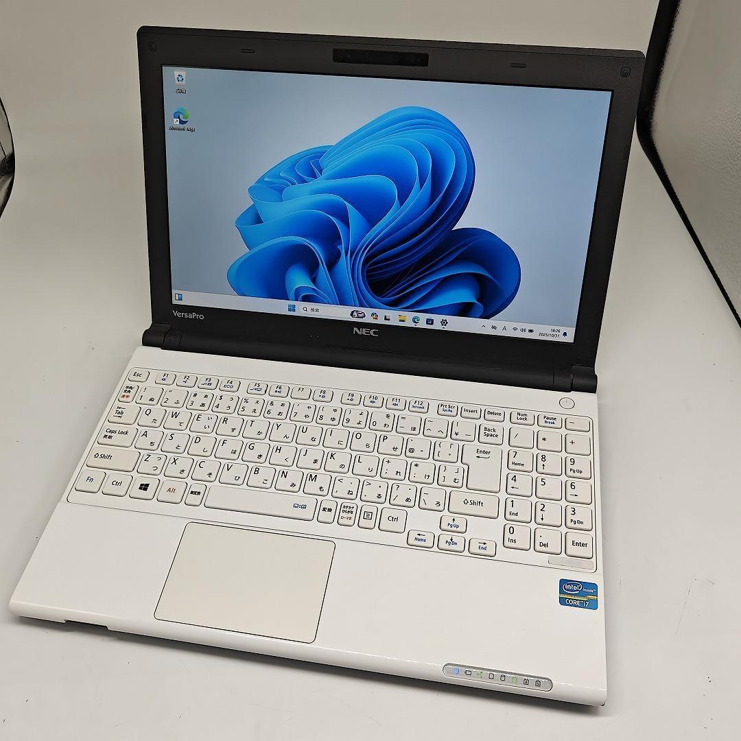 【NEC】高性能i7 SSD256GB 16GB バッテリー良好 白 ノートPC