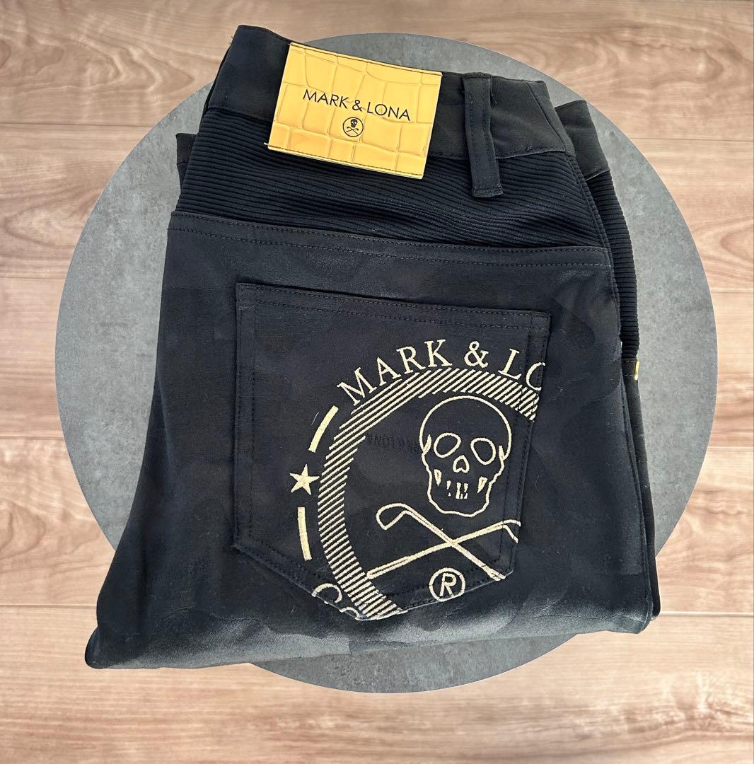 マークアンドロナ パンツ 黒 カモフラ スカル 迷彩 レディース 38