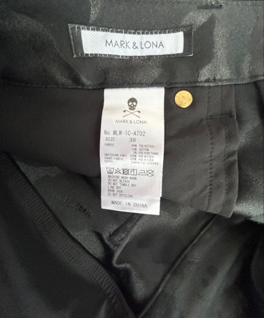 マークアンドロナ パンツ 黒 カモフラ スカル 迷彩 レディース 38