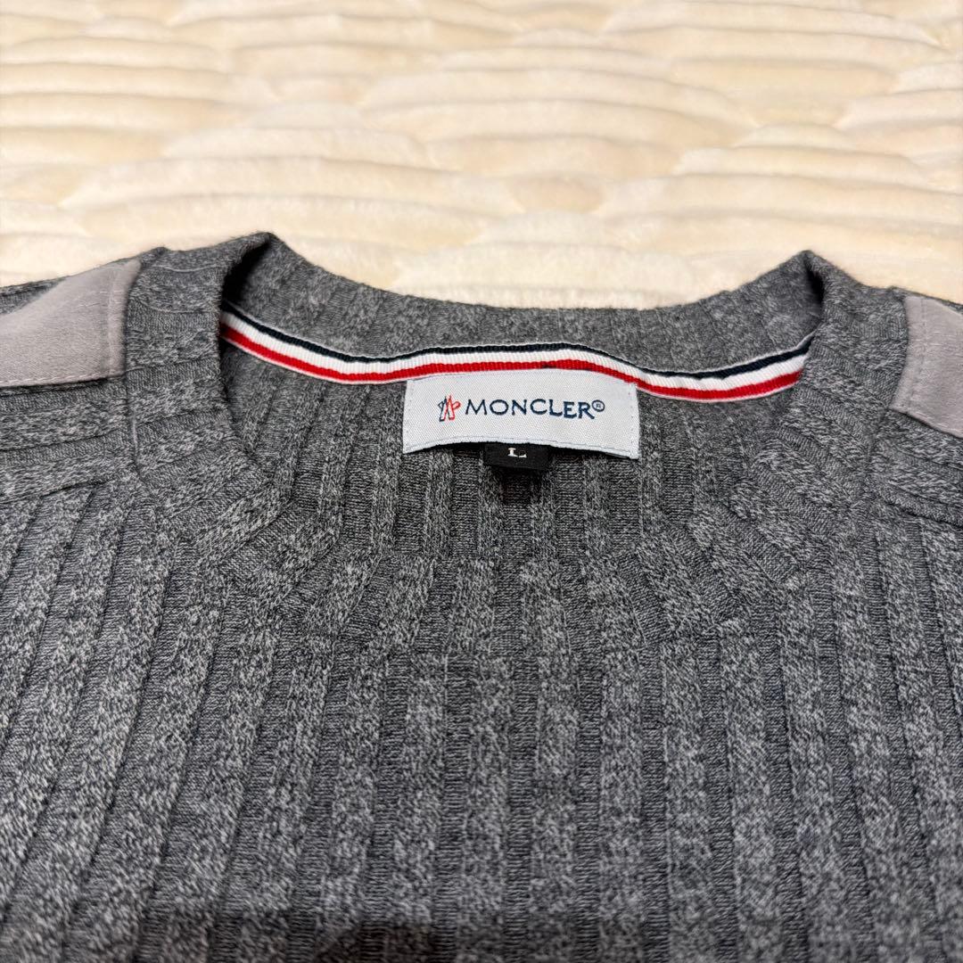 i*7様 MONCLER グレー リブ編みニットセーター L