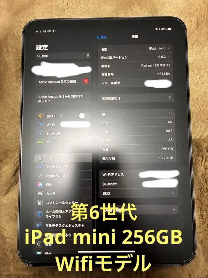 iPad mini（第6世代）Wi-Fiモデル 256GB スペースグレイ