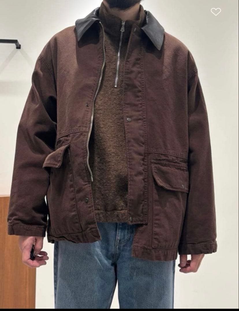 HグラデーションOCカバーオールサイズM襟レザーOVY KAJA オーラリー