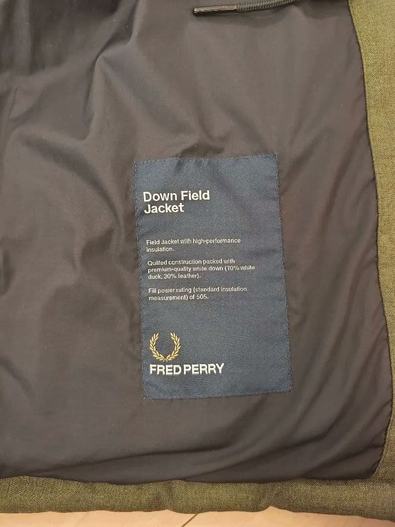 FRED PERRY フード付きダウンジャケット Sサイズ オリーブ