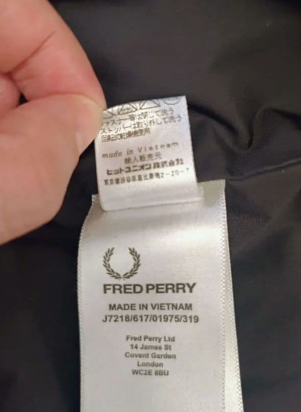 FRED PERRY フード付きダウンジャケット Sサイズ オリーブ