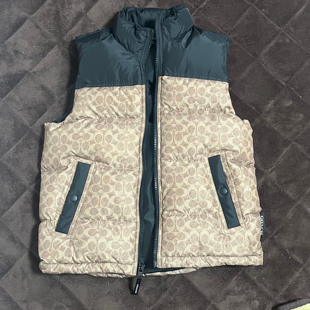 コーチダウンベスト　ベージュ/黒　Sサイズ