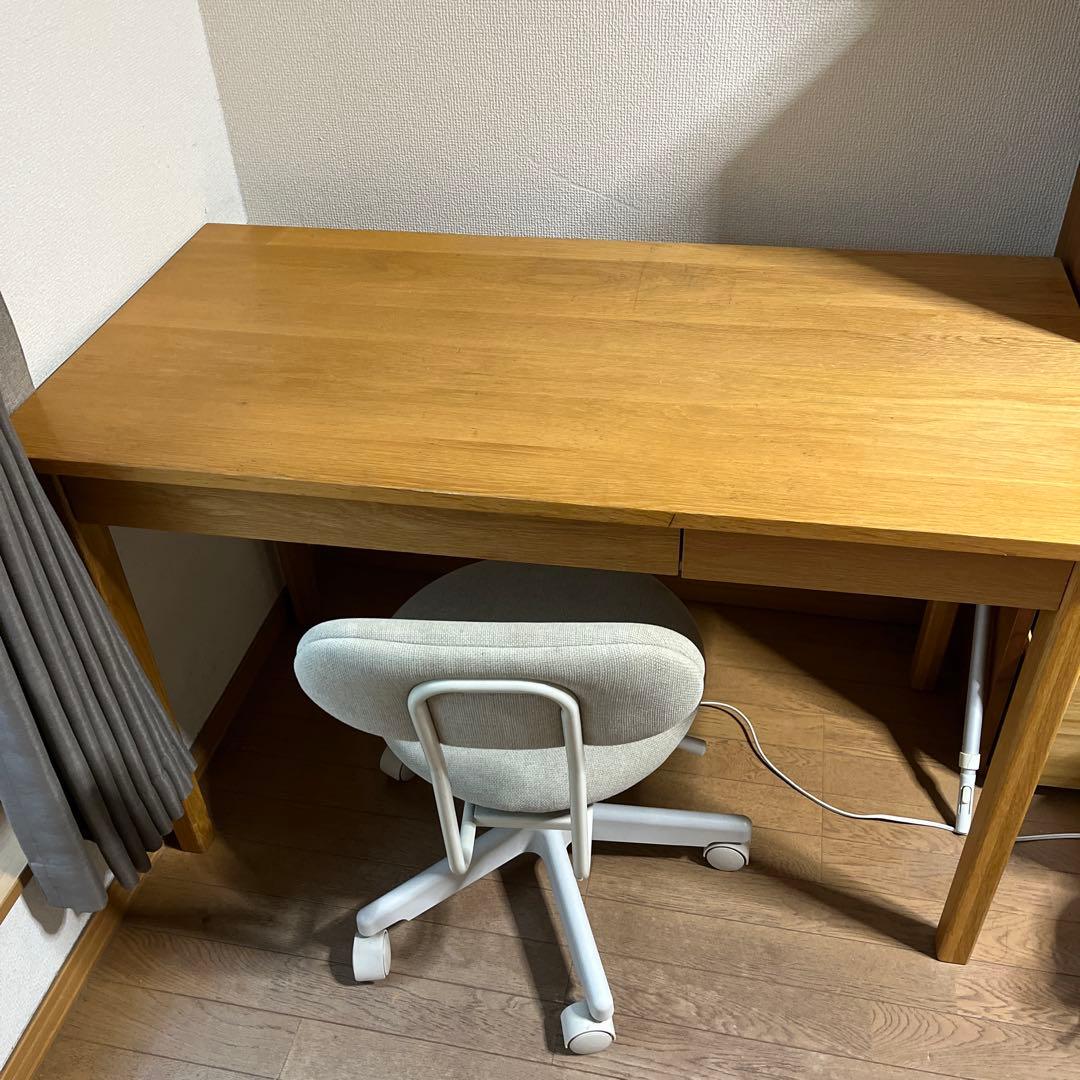 無印良品　オーク材　デスクセット