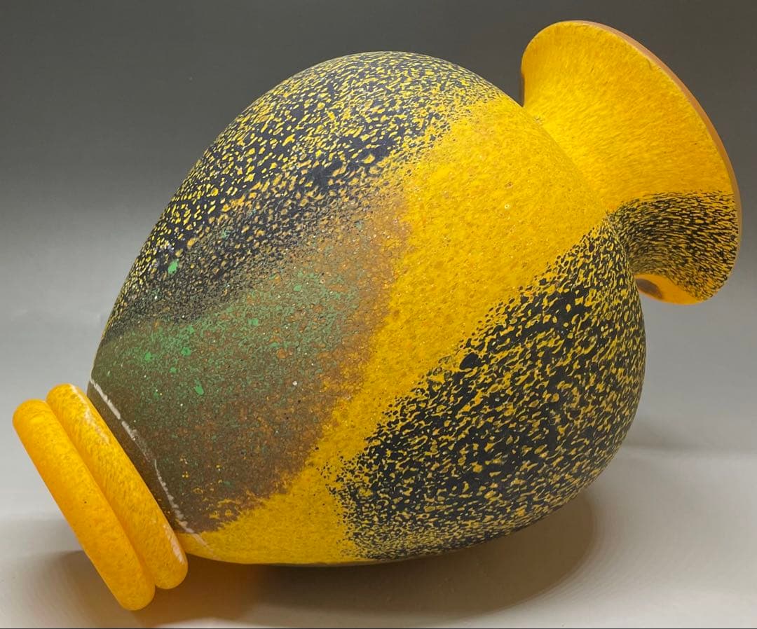 岩田糸子　秋詩　ガラス花瓶　花入　共箱　N417