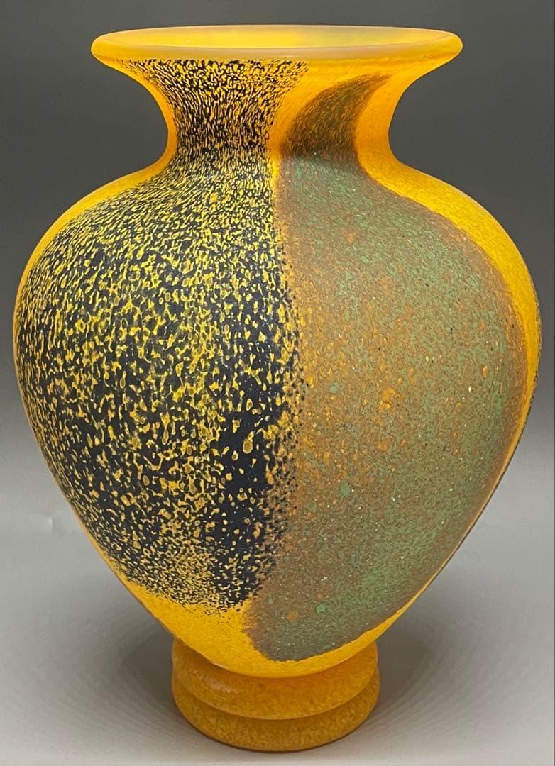 岩田糸子　秋詩　ガラス花瓶　花入　共箱　N417