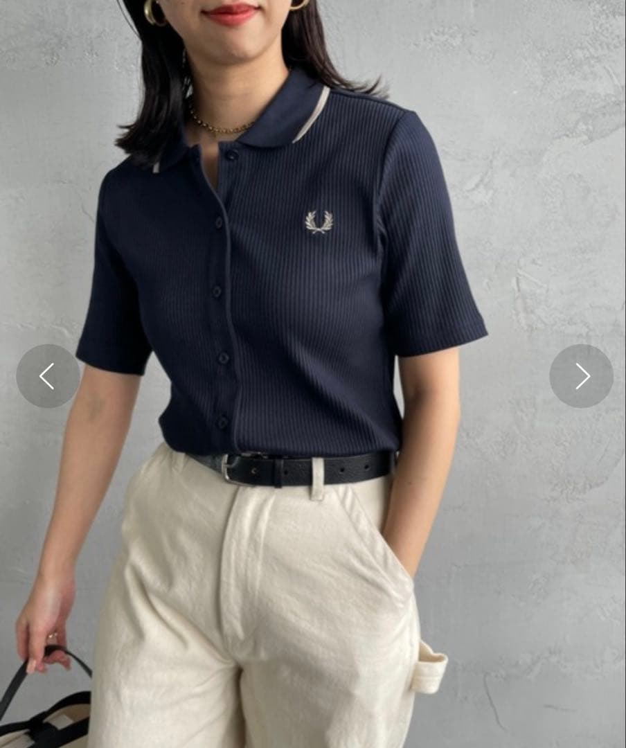 FRED PERRY/フレッドペリーティップライン ボタンスルーリブポロシャツ