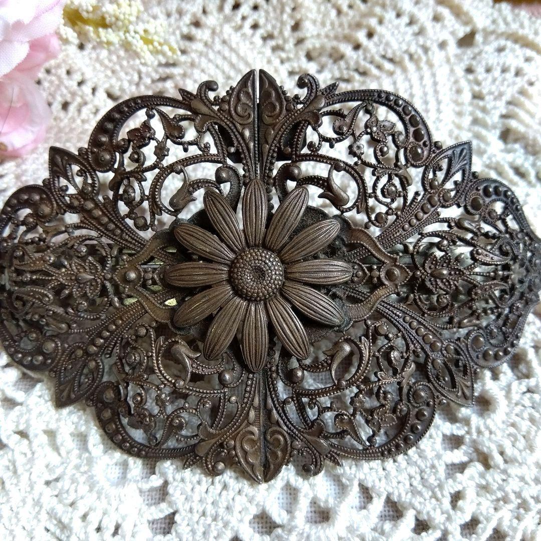 イマック ヴィンテージ バレッタ メタルレース フランス ヘアアクセサリー