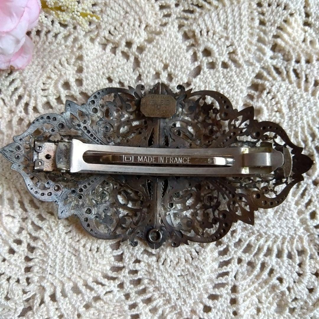 イマック ヴィンテージ バレッタ メタルレース フランス ヘアアクセサリー