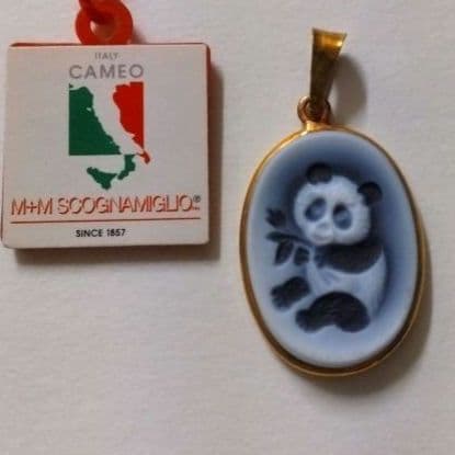 CAMEO ／カメオパンダ ペンダントトップK18刻印／ イタリア製／未使用