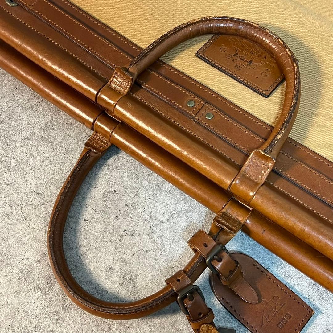 90s ポロラルフローレン サファリ ボストンバッグ キャンバス×レザー