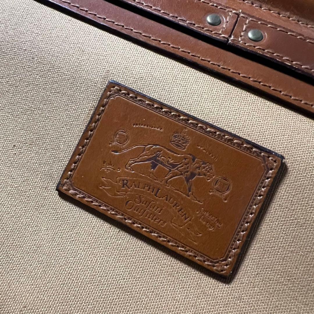 90s ポロラルフローレン サファリ ボストンバッグ キャンバス×レザー