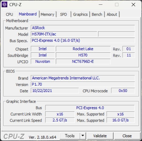【中古】ASRock H570M-ITX/ac マザーボード
