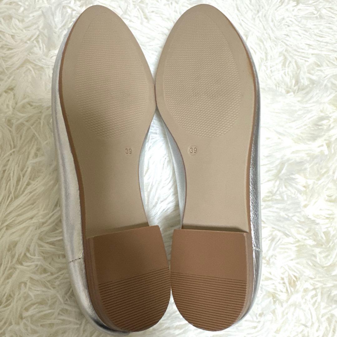 ◆美品◆Stilmoda ラウンドトゥパンプス フラットシューズ シルバー 39