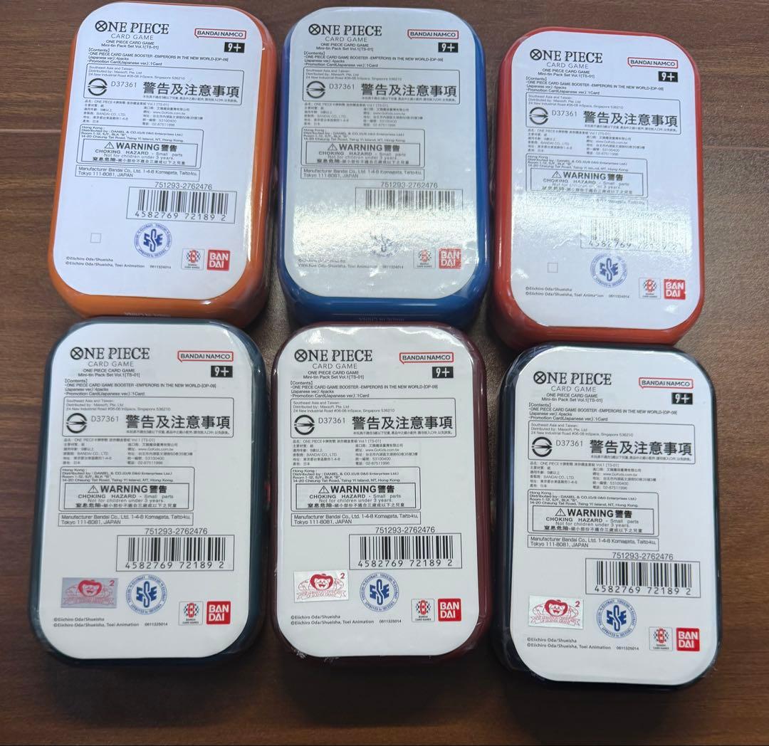 ワンピースカード アジア tin缶 6種 未開封 ルフィ サボ エース