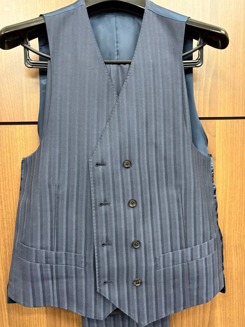 【美品】TENORAS 3ピースダブルスーツ ネイビーM