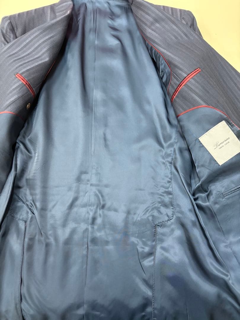 【美品】TENORAS 3ピースダブルスーツ ネイビーM