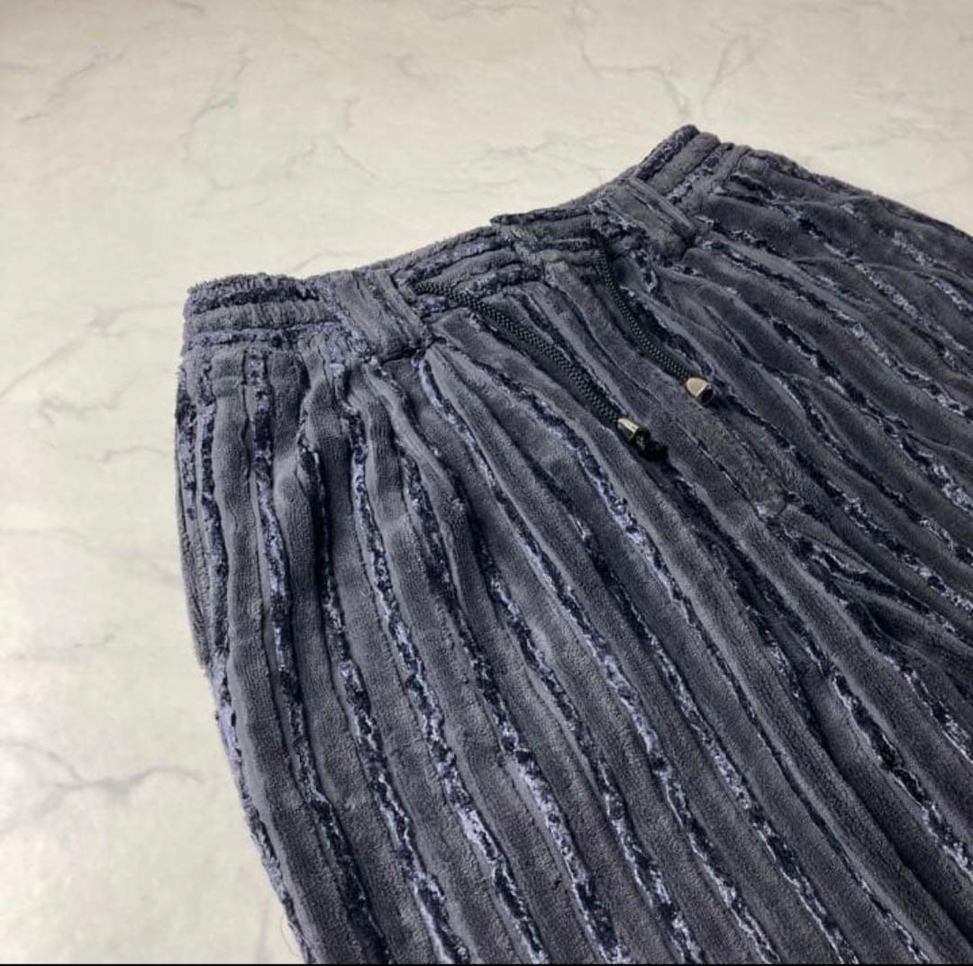 希少 90s~ 柄切替 デザイン 太畝コーデュロイ 極太 イージー ワイドパンツ