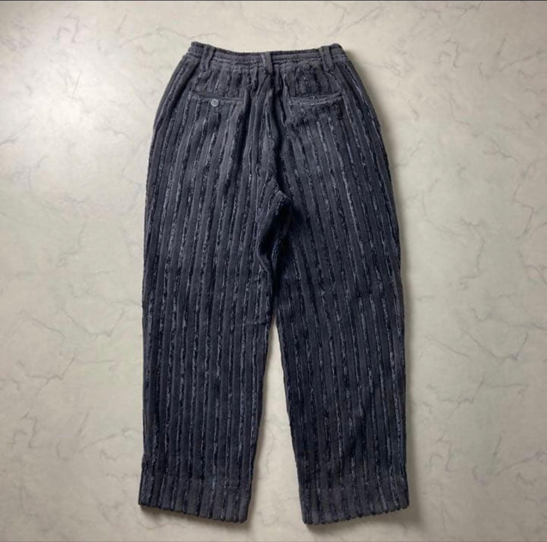 希少 90s~ 柄切替 デザイン 太畝コーデュロイ 極太 イージー ワイドパンツ