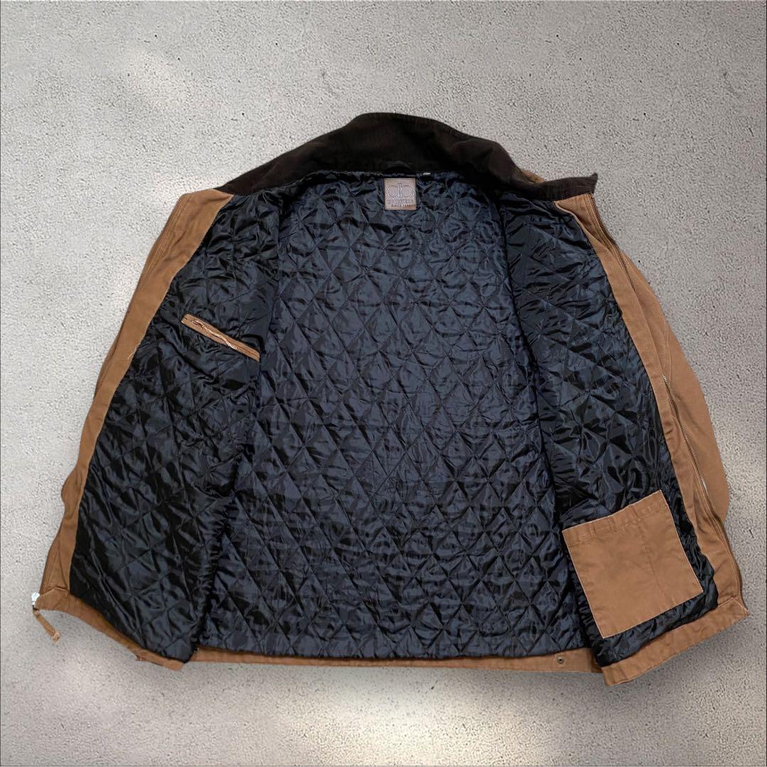 タレダックジャケットXL企業ロゴ刺繍ブラウン襟コーデュロイ中綿キルティング