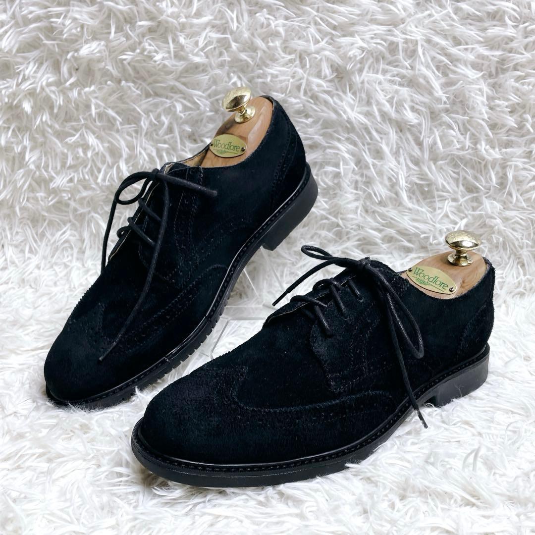 美品✨コールハーン ウイングチップ ブラック グランドオーエス スウェード