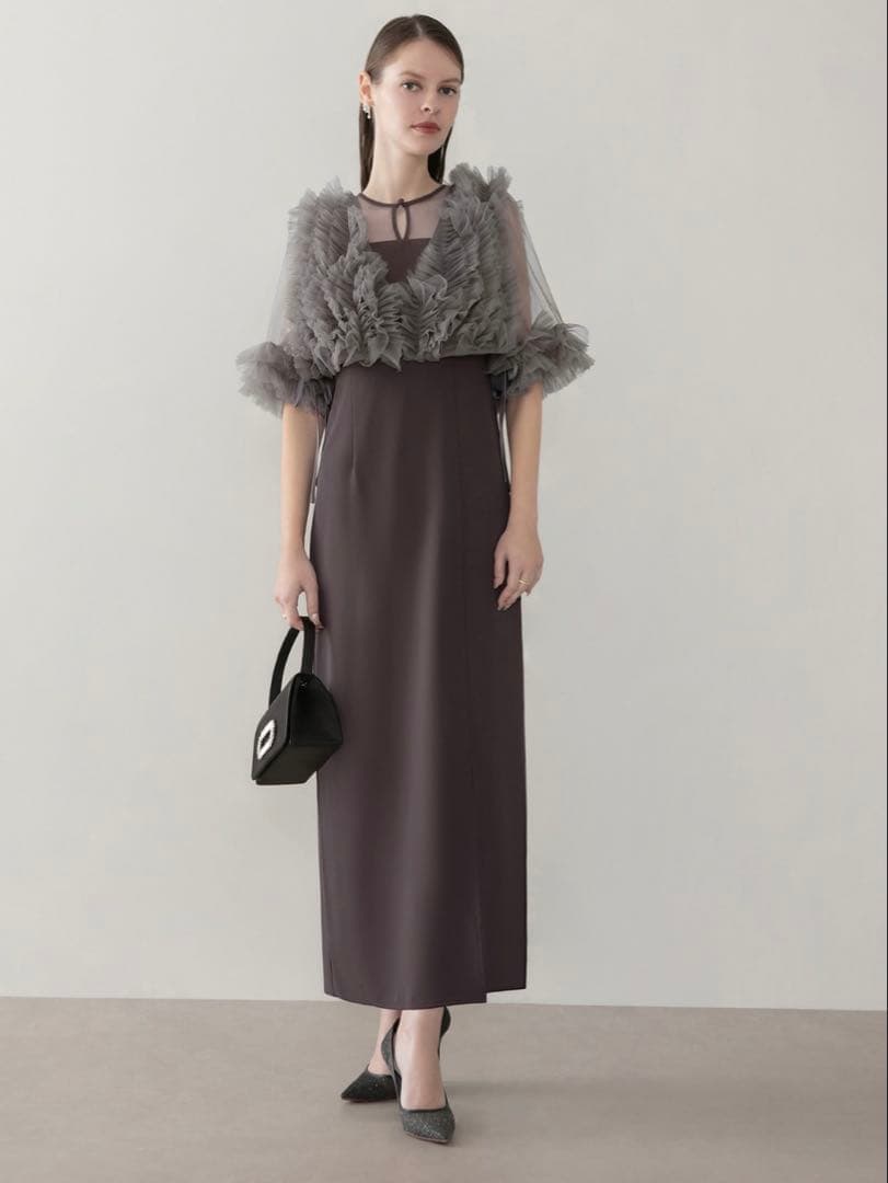 チュールフリルビスチェIラインワンピースドレス結婚式二次会パーティー成人式デート