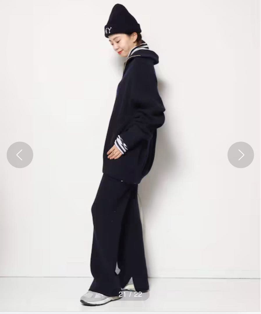 MUSE ドゥーズィエムクラス　OLBIA RIB リブパンツ36 ネイビー