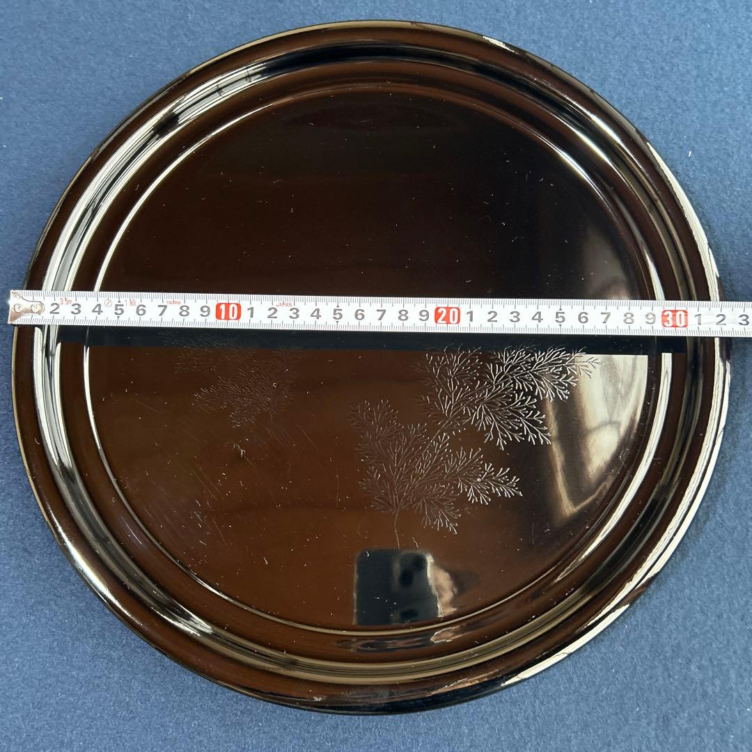 漆盆　懐石膳　丸盆　岡本漆専堂製　５客組