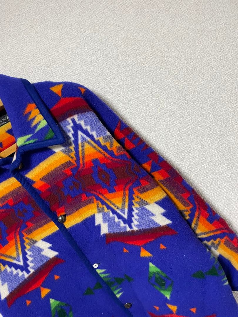 80s USA製 CRY WOLFE ネイティブ柄 ブランケット コート