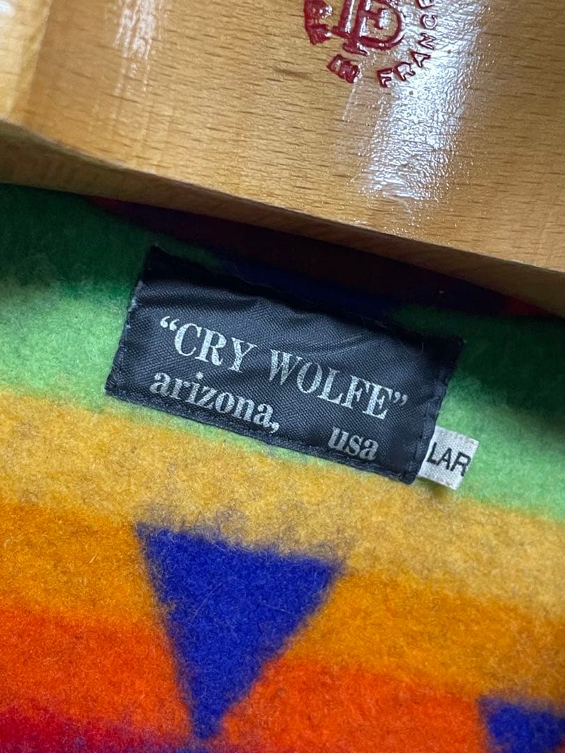 80s USA製 CRY WOLFE ネイティブ柄 ブランケット コート