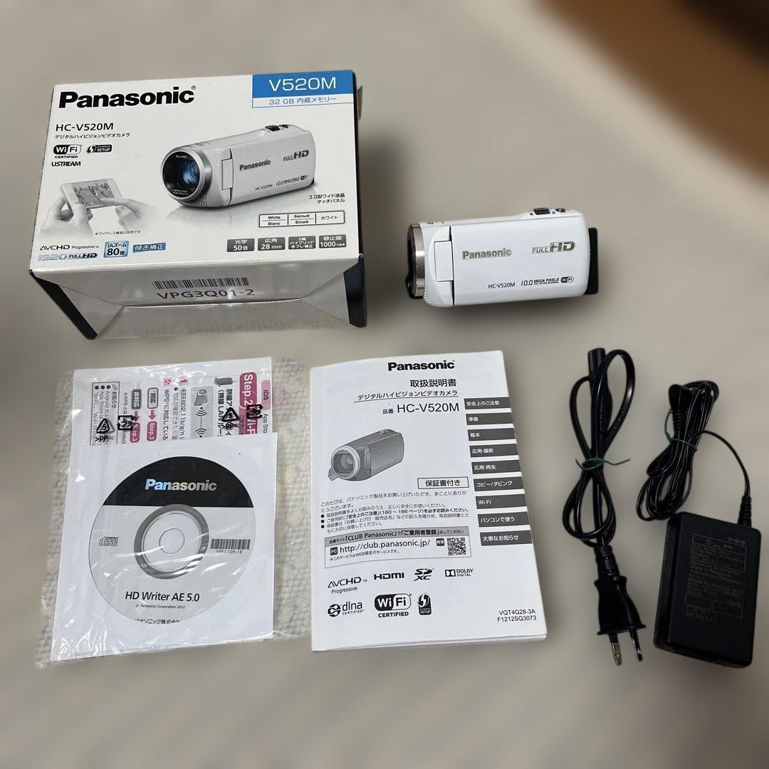美品❗️panasonic パナソニック HC-V520M ビデオカメラ 白