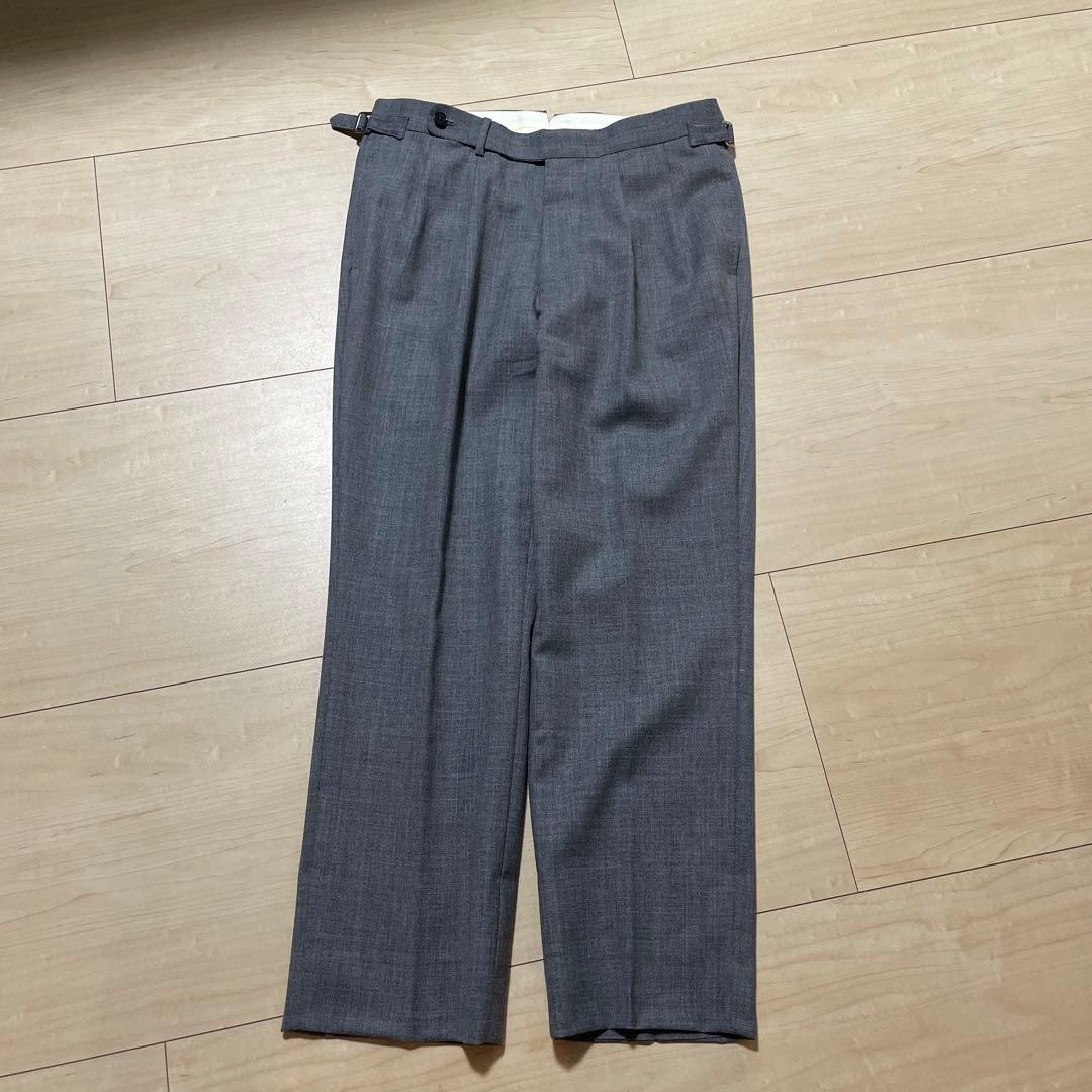 BEAMS F ウール フレスコ 2プリーツ サイドアジャスター スラックス