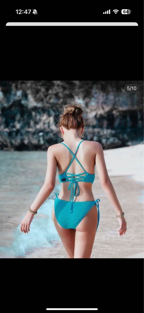 ALENCY ニットビキニ　ターコイズブルー